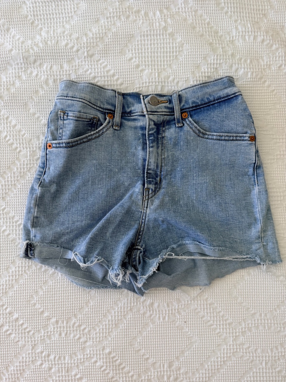 Levi Strauss Super Stretchy High-Rise Light Blue Denim Women’s Shorts